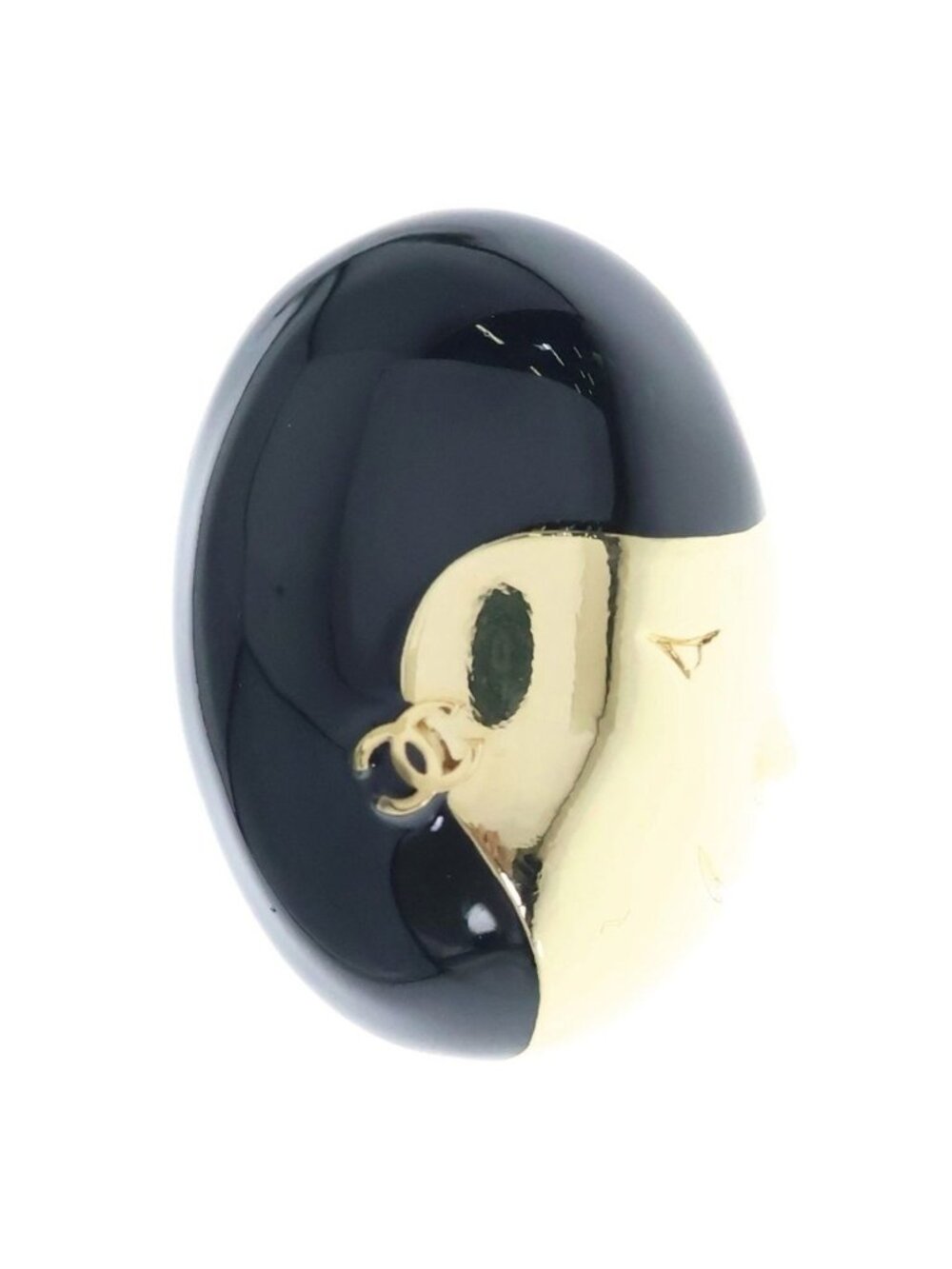 Chanel 26A Metiers D'art Metal Resin Brooch Black Gold